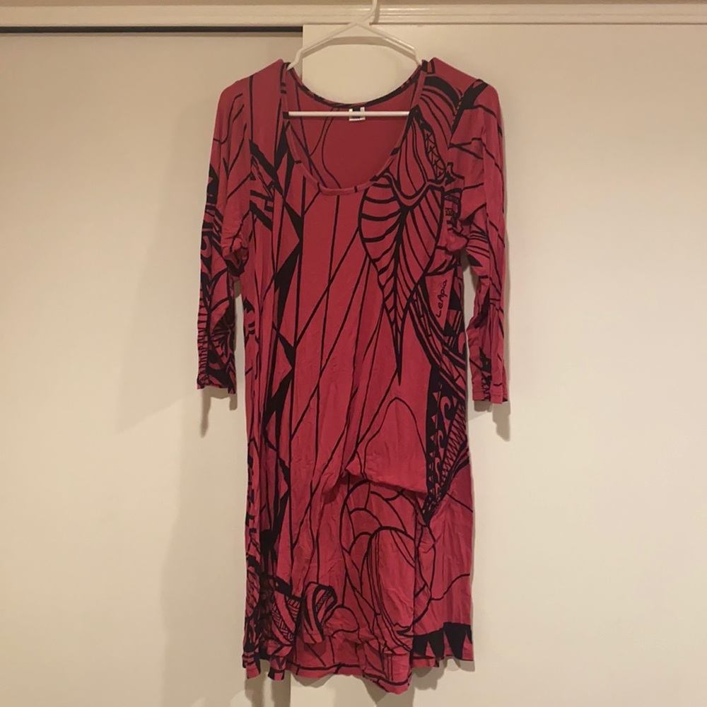 Missing Polynesia Pink and Black Long Sleeve dress